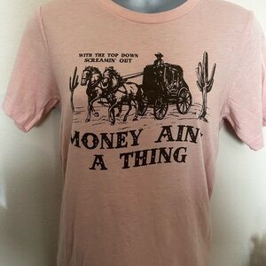 Pink Graphic Tee with Western Print by SMP Sz XS